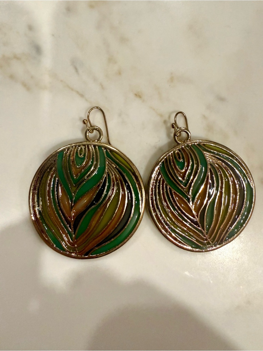 Gold-Tone Multicolored Enamel Drop Earrings